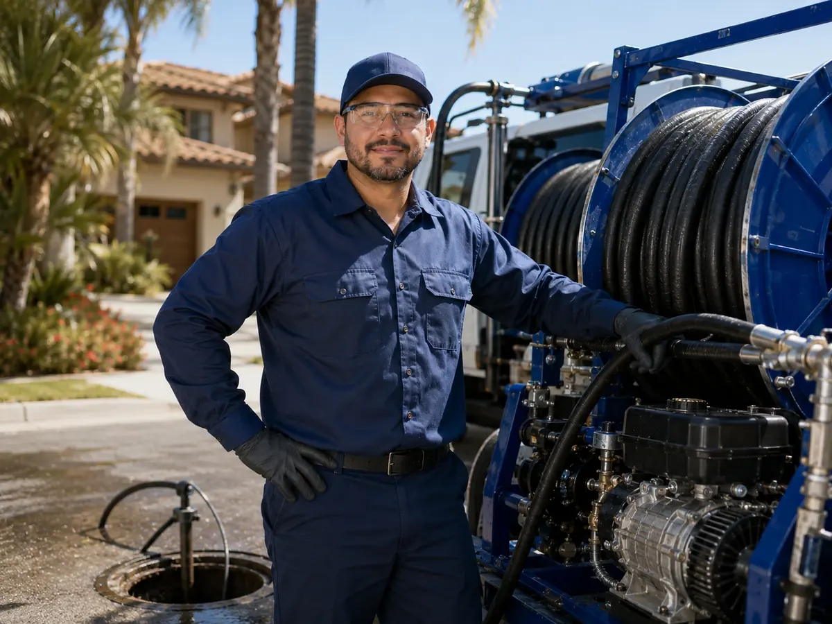 Hydro jet sewer cleaning in Lebec