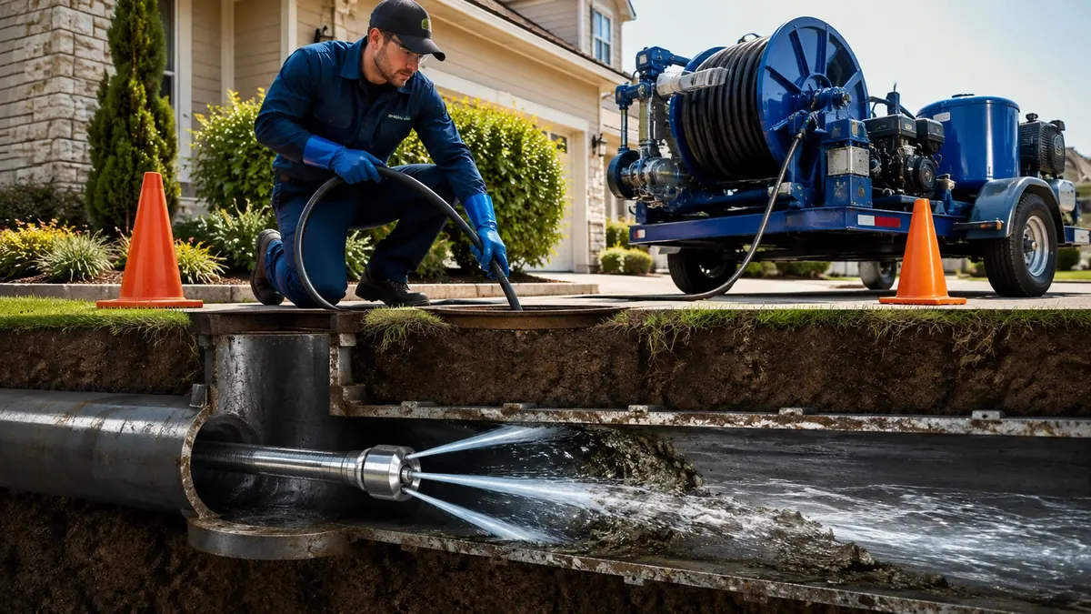 Main Sewer Line Hydro Jet Cleaning in Lebec